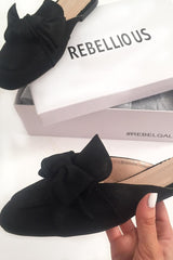 Black Bow Front Mules - Rahab