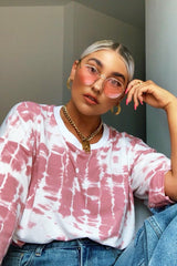 Mauve Tie Dye Oversized T-Shirt Dress - Avriella