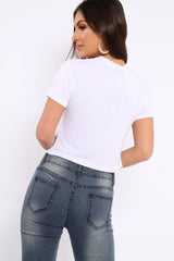 White In My Jeans Crew Neck Top - Tura