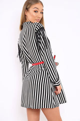 Black Stripe Tassel Shirt Dress -Imo