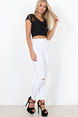 Black Lace Crop Top - Gina