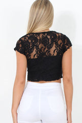 Black Lace Crop Top - Gina