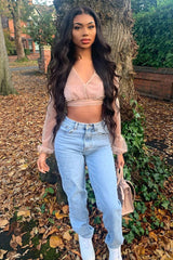 Rose Gold Metallic Mesh Crop Top - Katy