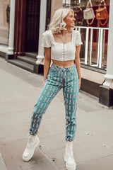 White Floral Hook And Eye Puff Sleeve Crop Top - Libbie