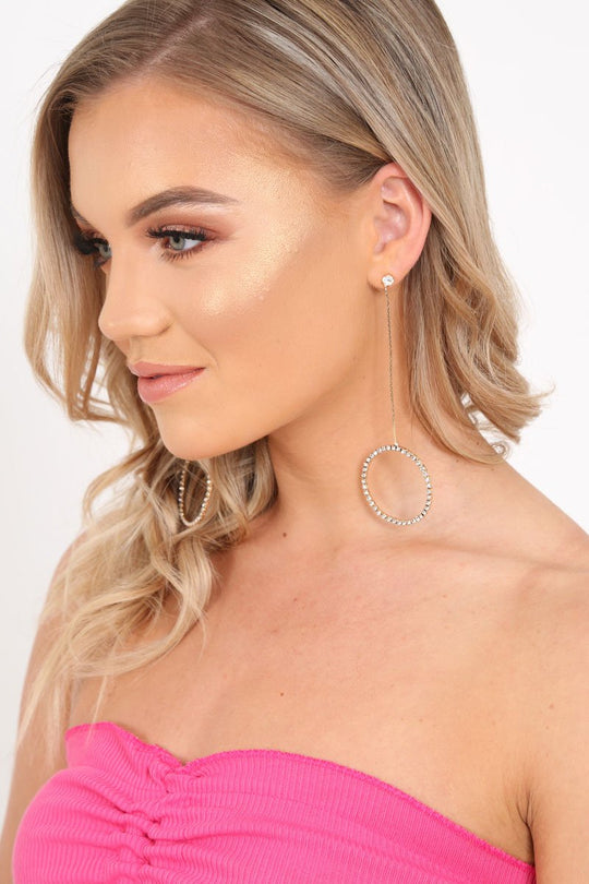 Gold Drop Diamante Circle Earrings - Minka