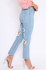 Light Wash Extreme Back Rips Boyfriend Jeans - Inna