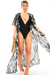 Black Extreme Plunge Belted Swimsuit - Elvi