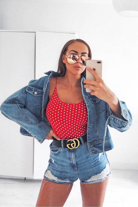 Red Polka Dot Bodysuit - Tari