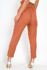 Rust Check Paper Bag Trousers - Irma