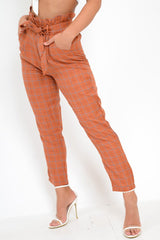 Rust Check Paper Bag Trousers - Irma