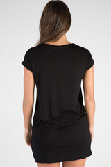 Black Born To Fly Slogan T-Shirt Dress - Isabella