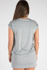 Grey Born To Fly Slogan T-Shirt Dress - Isabella