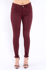 Wine Distressed Skinny Jeans - Isabellah