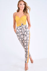 Snake Tie Waist Mustard Stripe Trousers - Isela
