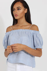 Blue Stripe Cami Cold Shoulder Top - Isidora