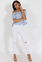 Blue Stripe Cami Cold Shoulder Top - Isidora