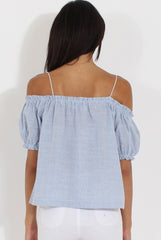 Blue Stripe Cami Cold Shoulder Top - Isidora