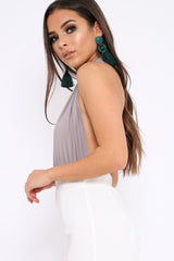 Grey Halterneck Slinky Bodysuit -Isla