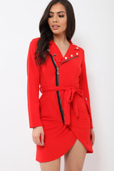 Red Zip Front Blazer - Isla