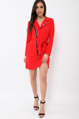Red Zip Front Blazer - Isla
