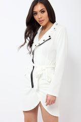 White Zip Front Blazer - Isla