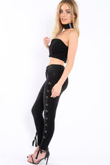 Black Eyelet Lace Detail Skinny Jeans - Isobel