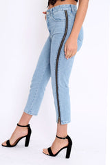 Denim Blue Side Zip Jeans - Italia