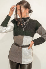 Black Brown and Cream Knit Jumper Dress - Taila