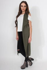 Ivanna Khaki Sleeveless Jacket