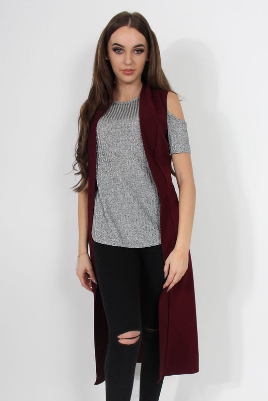 Ivanna Wine Sleeveless Jacket