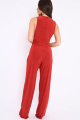 Rust Slinky Low Side Jumpsuit - Ivannah
