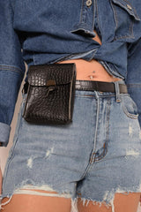 Black Faux Croc Bumbag - Ivoree
