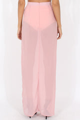 Nude High Waisted Sheer Maxi Skirt - Ivy