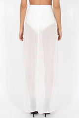 White High Waisted Sheer Maxi Skirt - Ivy
