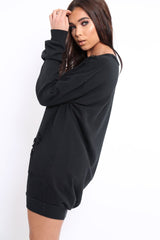 Black Distressed Detail Sweatshirt Jumper Dress - Ivy