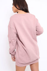 Pink Distressed Detail Sweatshirt Jumper Dress - Ivy