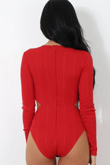Diya Red Cut Out Bodysuit