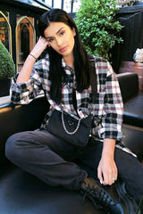 Black Tartan Check Brushed Oversized Shirt - Dafne