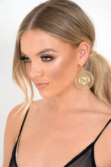 Large Gold Medallion Earrings - Izna