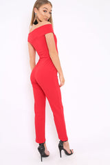 Red V Bardot Jumpsuit - Izzabell