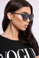 Black And Purple Metal Frame Sunglasses - Izzie