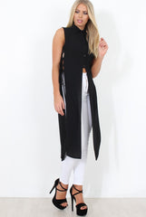 Black Split Detail Longline Shirt - Eva