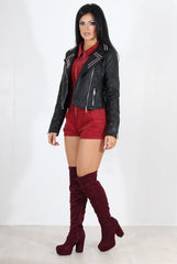 Lenni Black & Silver Leather Biker Jacket