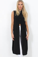 Black Split Detail Longline Shirt - Eva