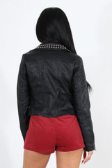 Lenni Black & Silver Leather Biker Jacket