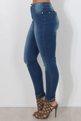 Blue High Waisted Super Skinny Jeans -Olivia