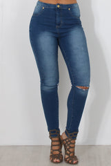 Blue High Waisted Super Skinny Jeans -Olivia