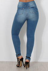 Mid Blue High Waisted Super Skinny Jeans -Olivia