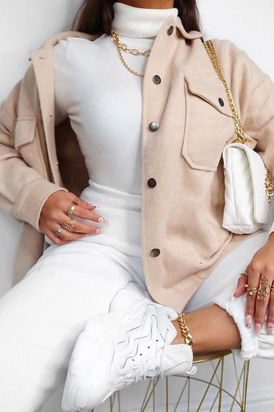 Stone Pocket Oversized Brushed Shacket - Caley