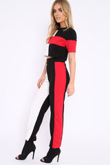 Red White and Black Colour Block Co-ord - Jacey